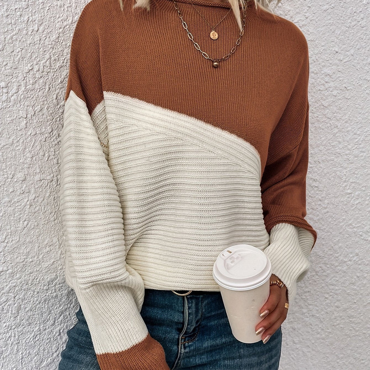 Women's Roll Neck Oversized Turtleneck Jumper