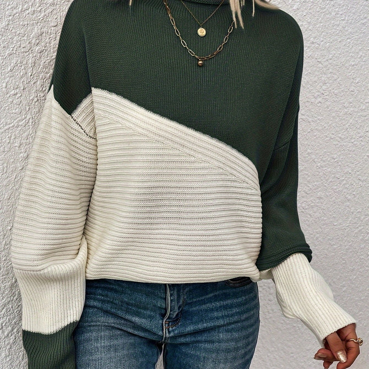 Women's Roll Neck Oversized Turtleneck Jumper