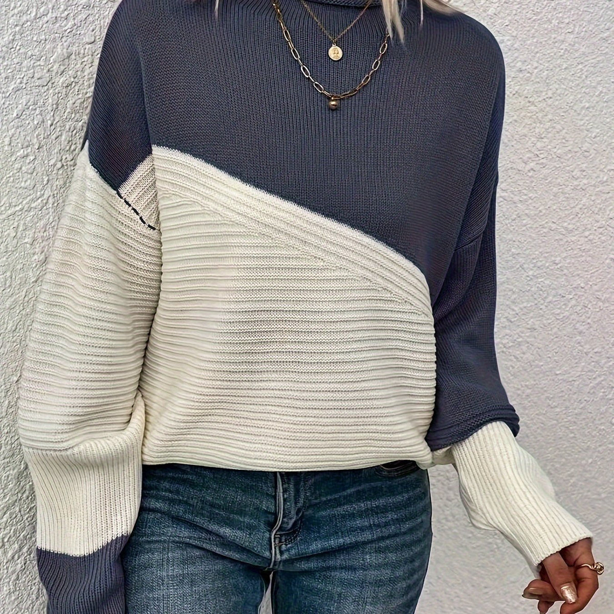 Women's Roll Neck Oversized Turtleneck Jumper