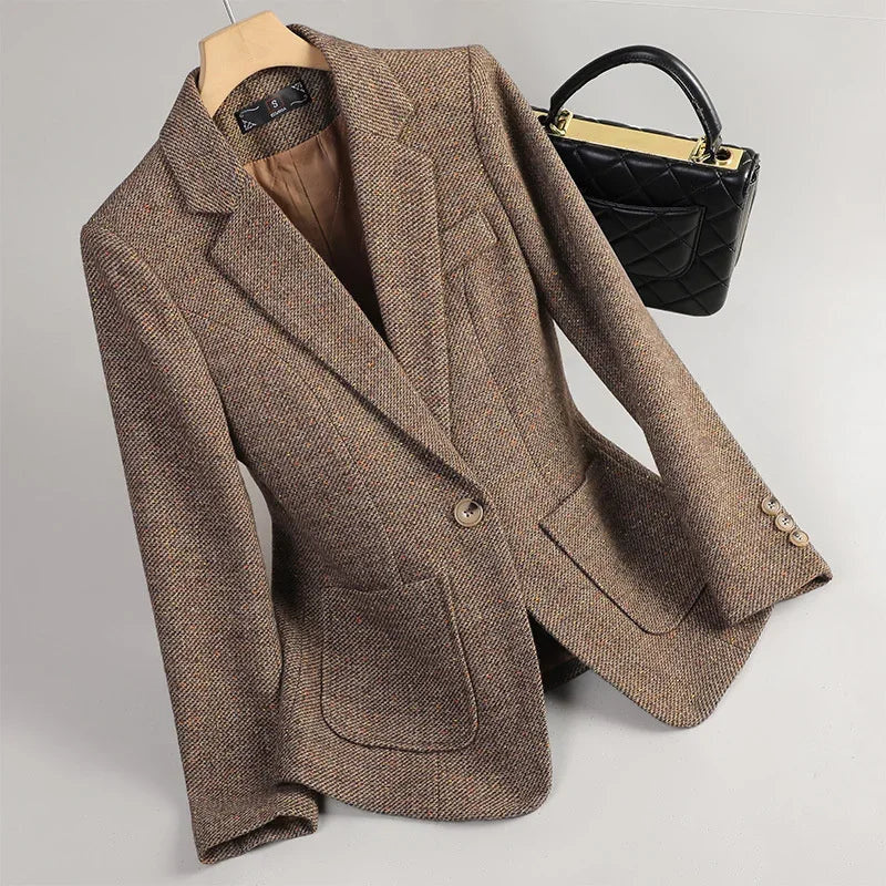 Women's Single Breasted Tweed Blazer
