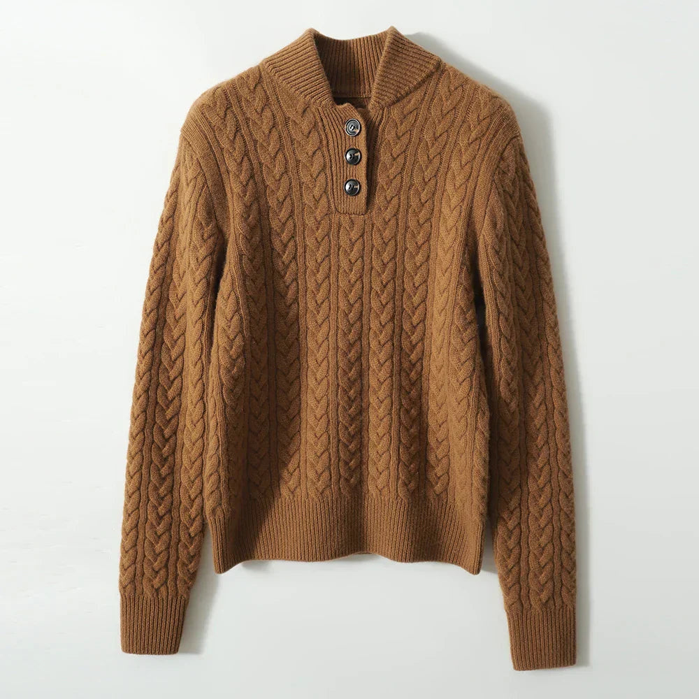Women's Slim Button-Up Cable Knit Jumper