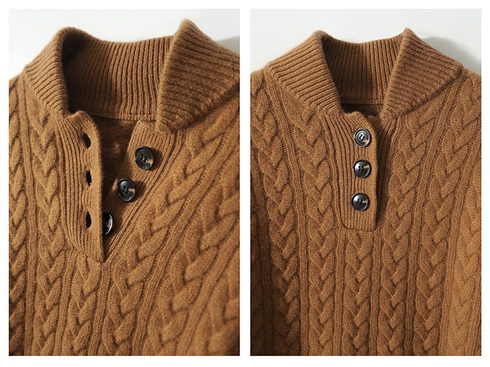 Women's Slim Button-Up Cable Knit Jumper