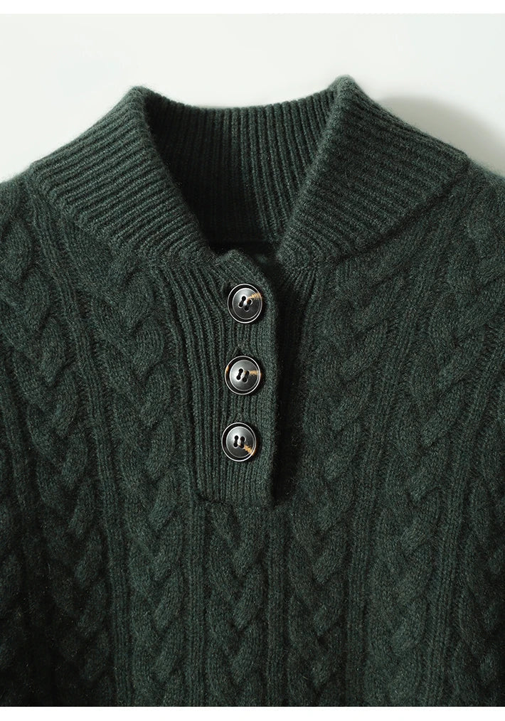 Women's Slim Button-Up Cable Knit Jumper