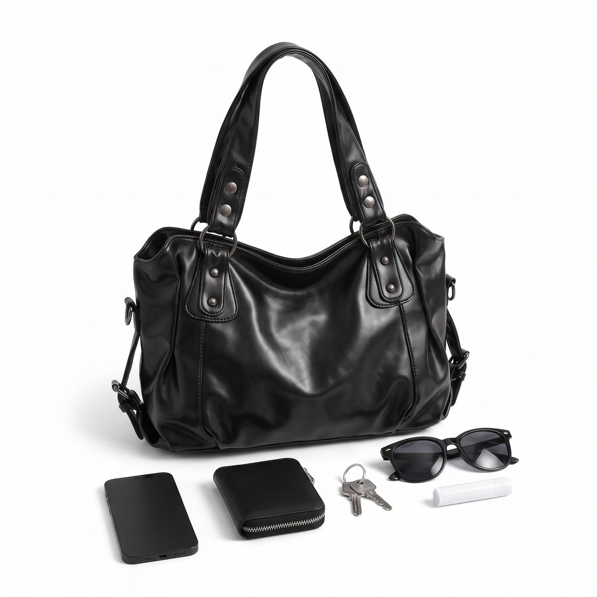Women's Slouchy Faux Leather Hobo Bag