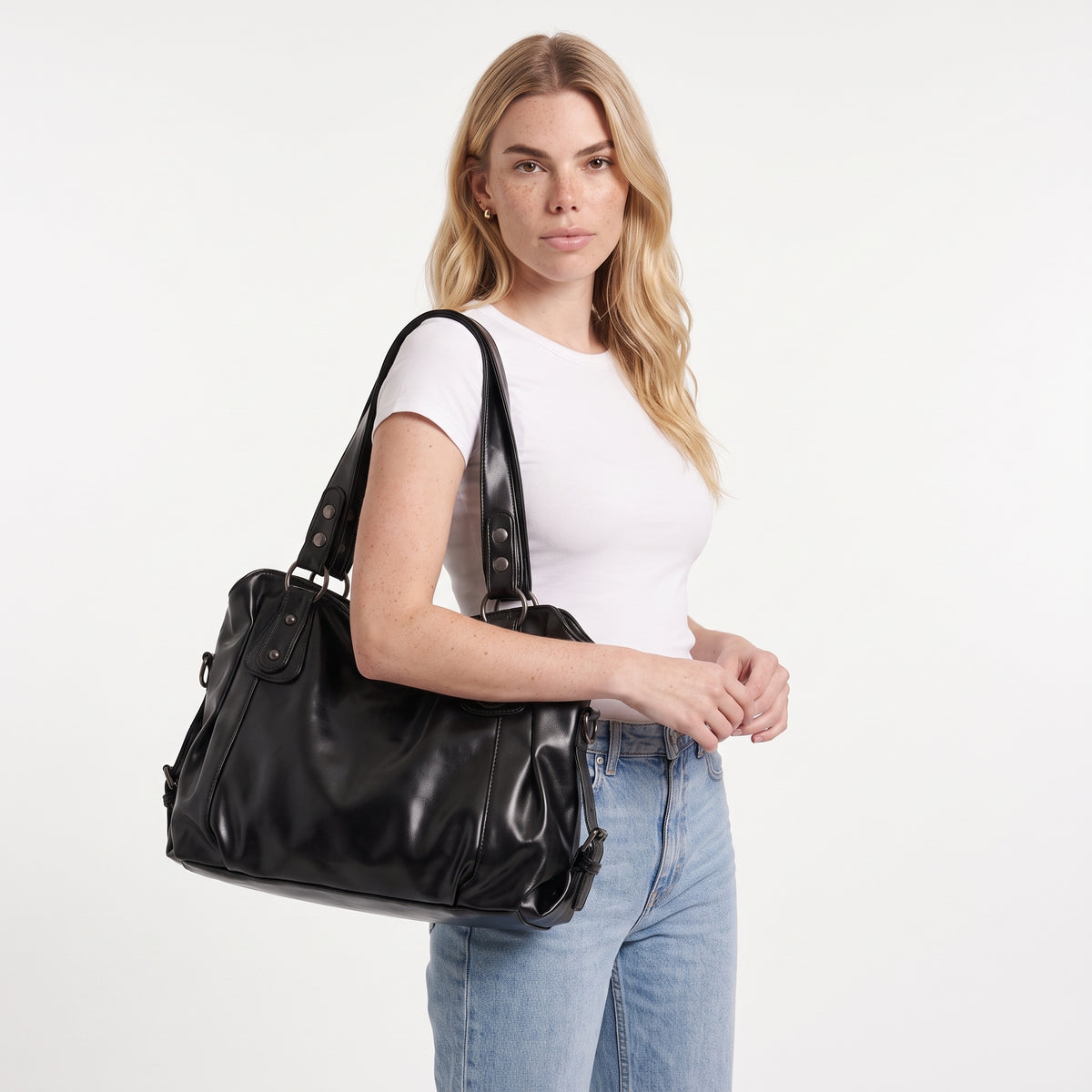Women's Slouchy Faux Leather Hobo Bag