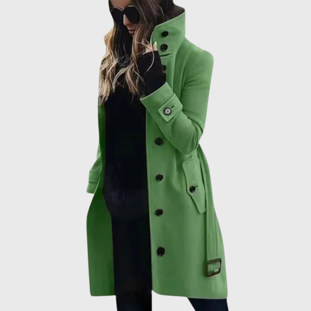Women's Straight Cut High Collar Longline Coat