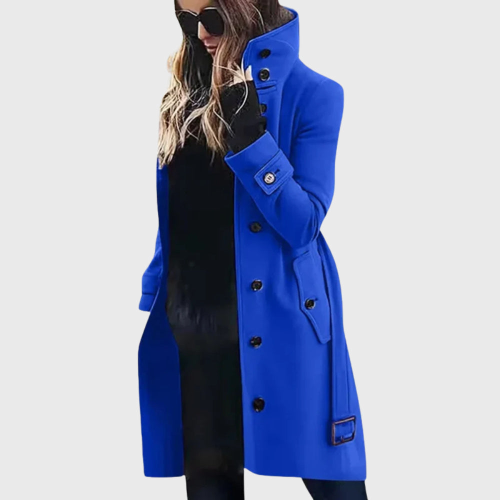 Women's Straight Cut High Collar Longline Coat