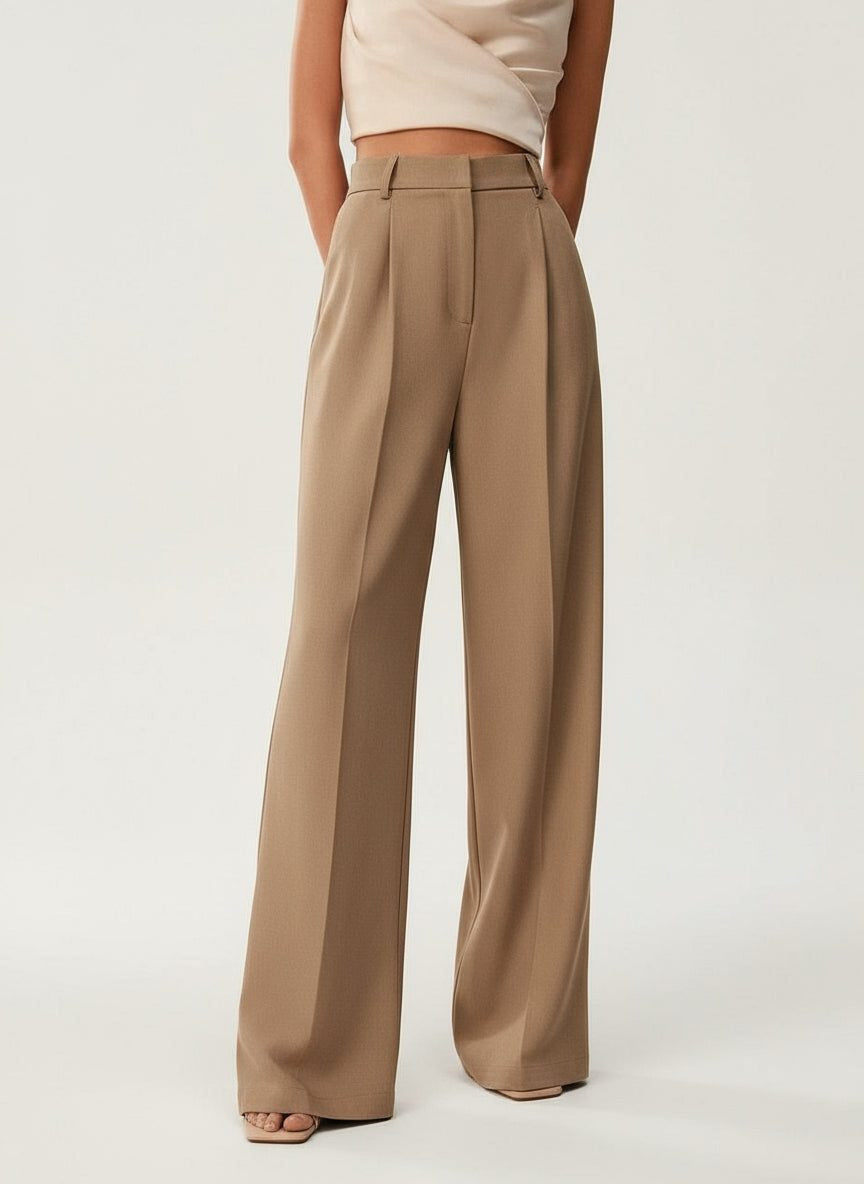 Women's Tailored Wide Leg Pleated Trousers