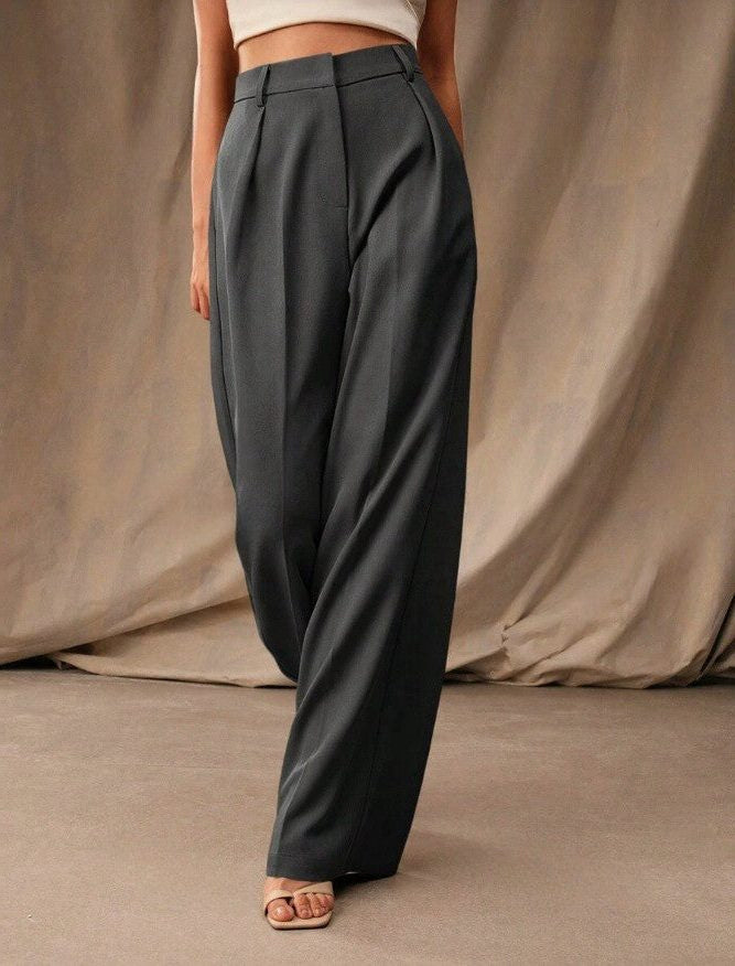 Women's Tailored Wide Leg Pleated Trousers