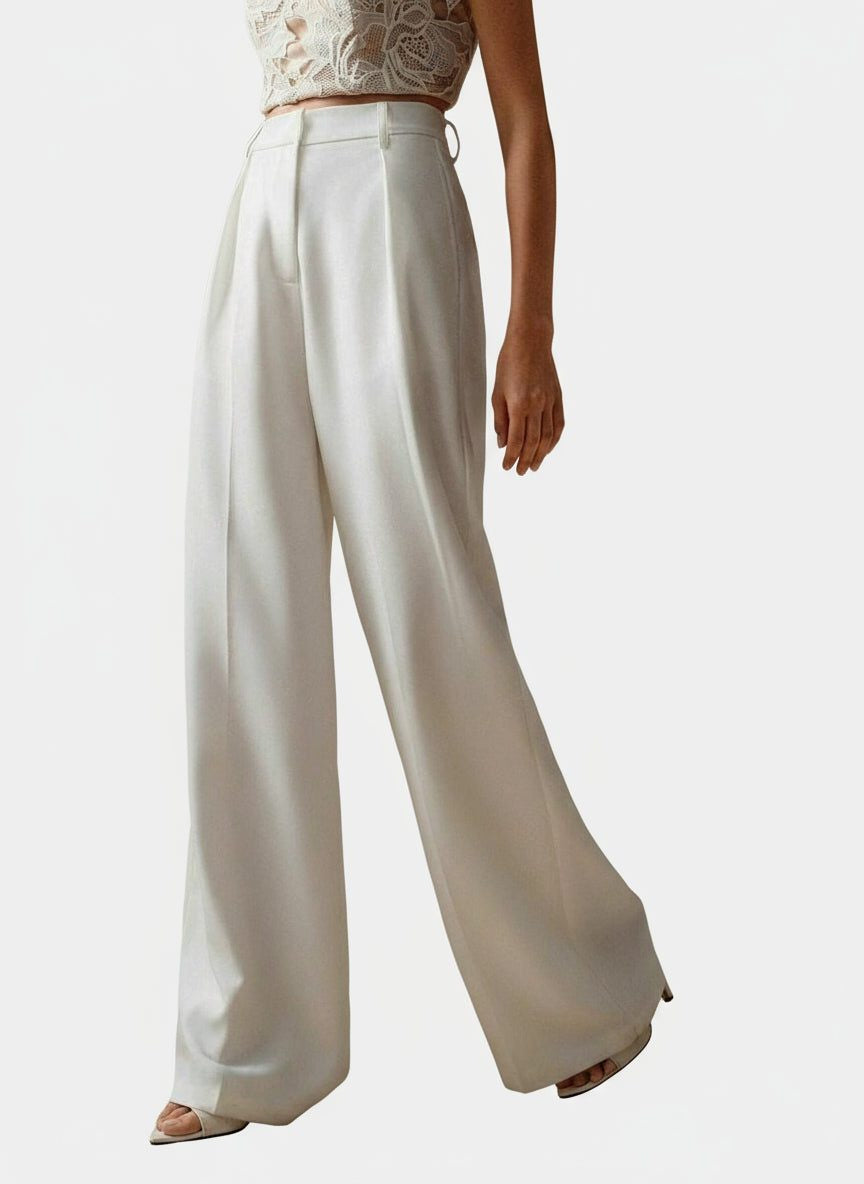 Women's Tailored Wide Leg Pleated Trousers
