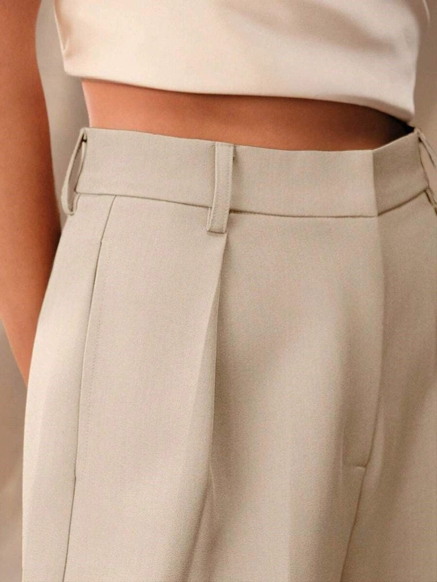 Women's Tailored Wide Leg Pleated Trousers
