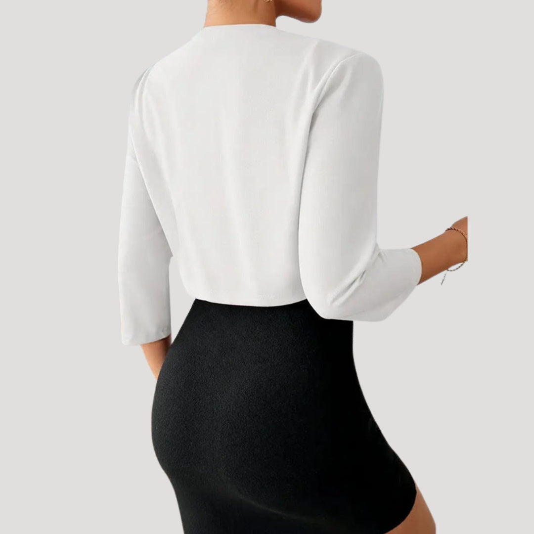 Women's Three Quarter Sleeve Cropped Bolero Blazer