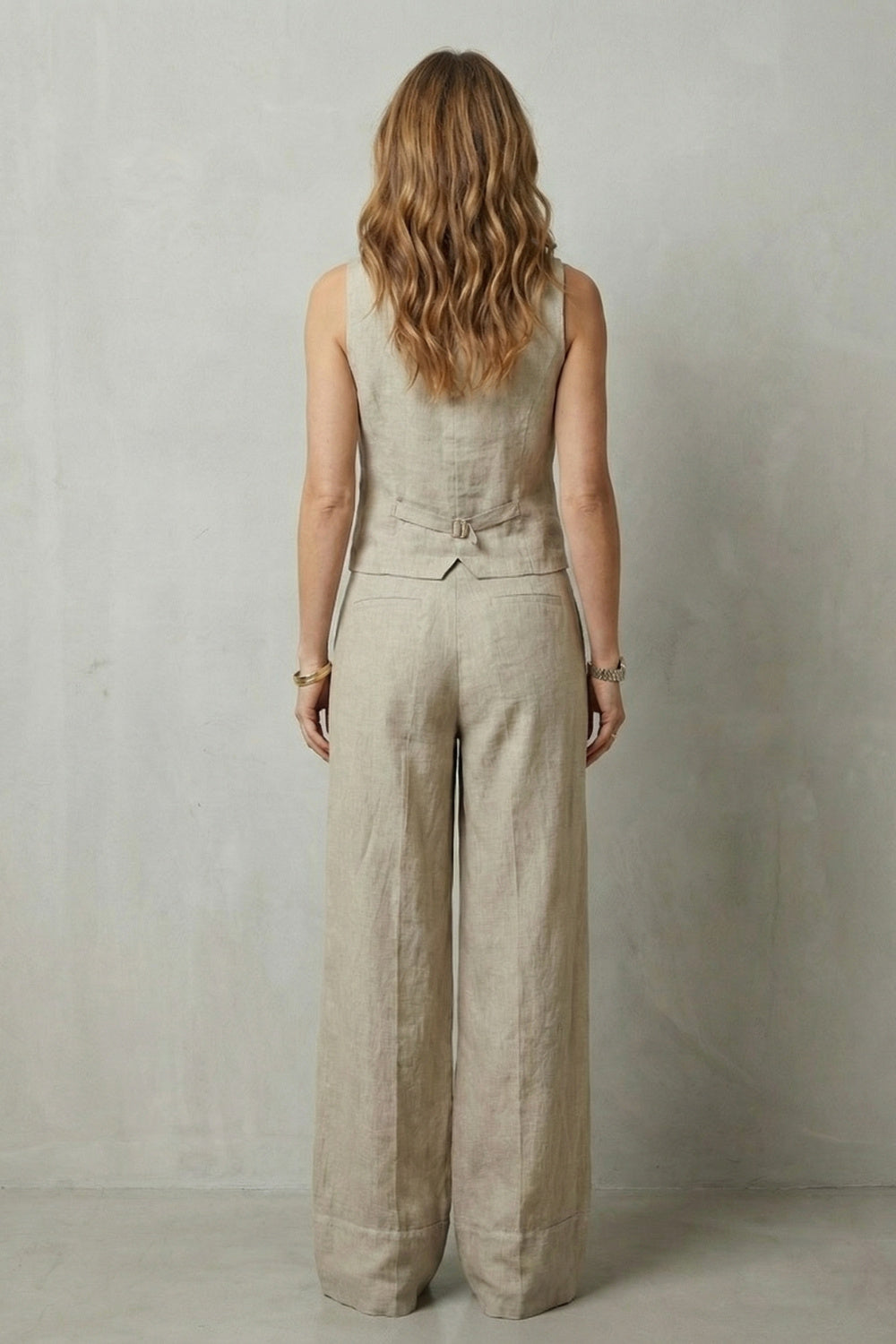 Women's Wide Leg Sleeveless Vest and Trouser Set