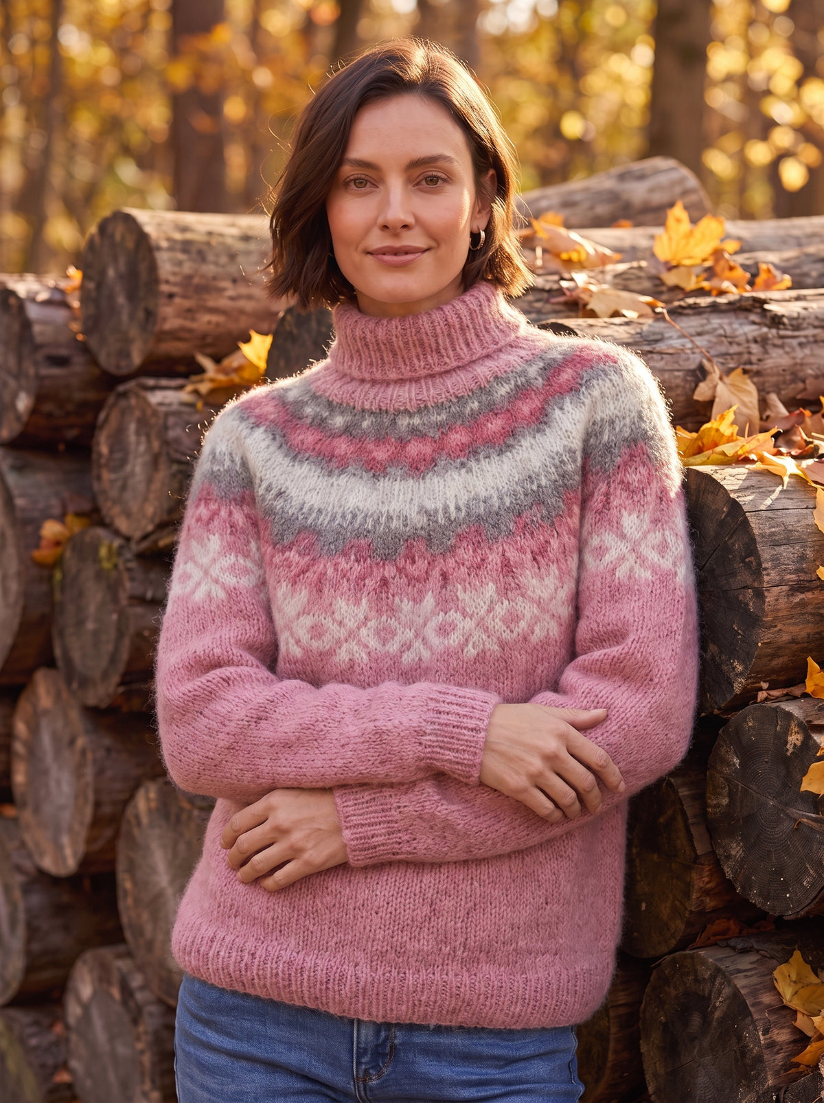 Women's Wool Blend Fair Isle Crew Neck Jumper