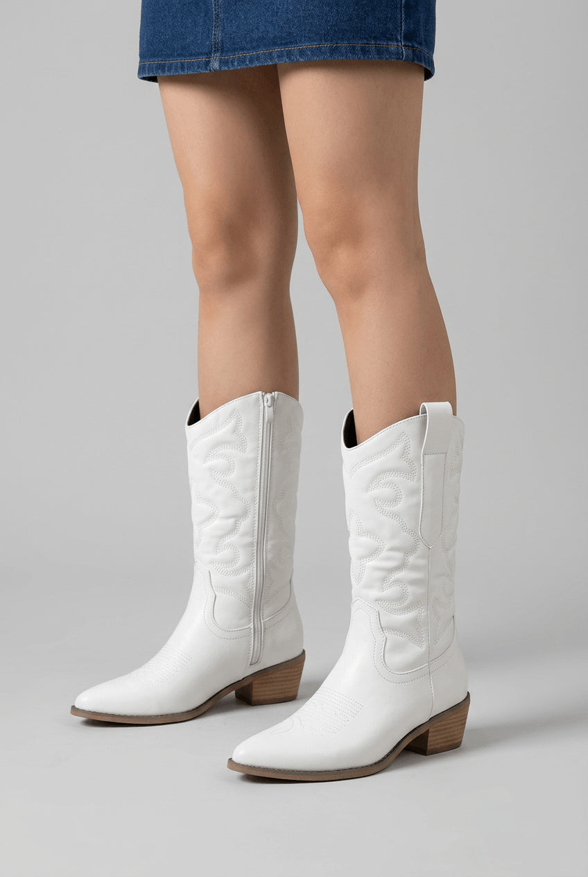 Women's Zip-Up Block Heel Cowboy Boots