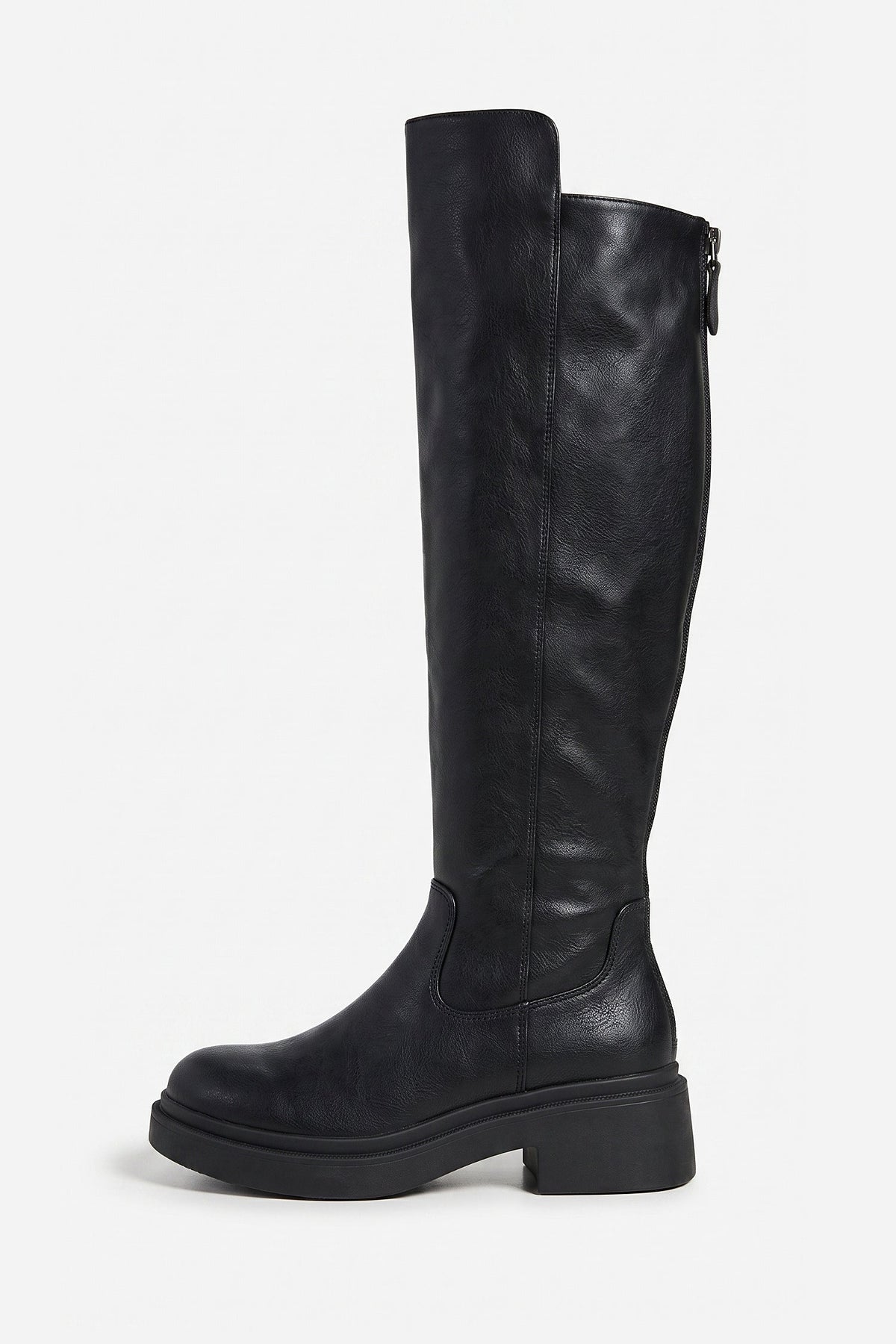 Women's Zip-Up Block Heel Knee High Boots