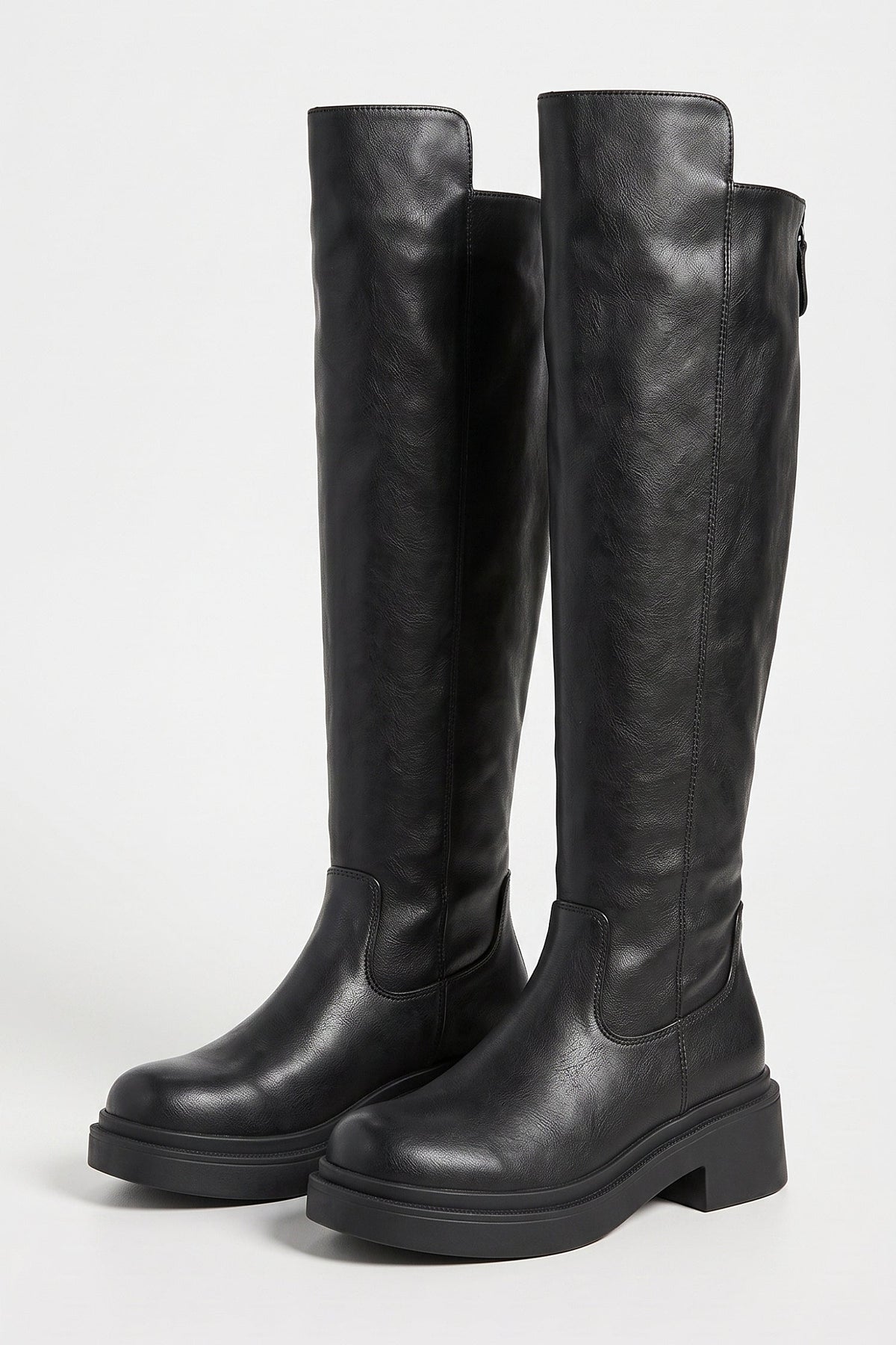 Women's Zip-Up Block Heel Knee High Boots