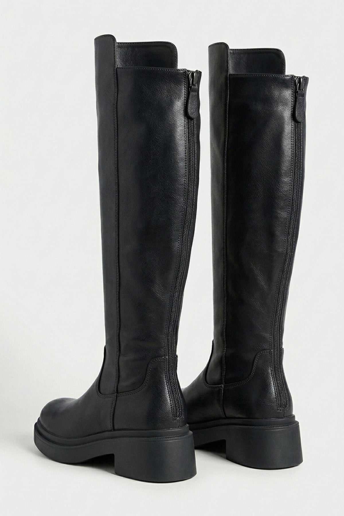 Women's Zip-Up Block Heel Knee High Boots