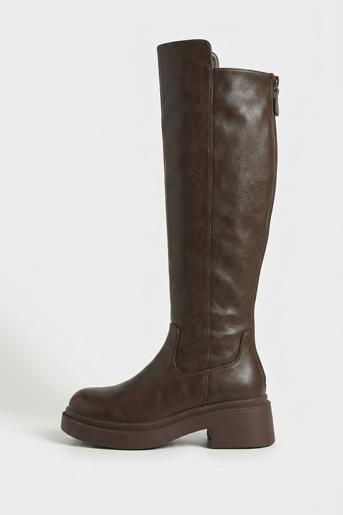 Women's Zip-Up Block Heel Knee High Boots