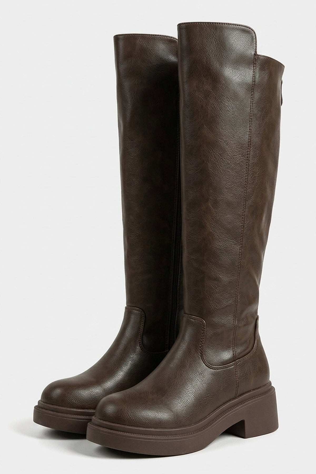 Women's Zip-Up Block Heel Knee High Boots
