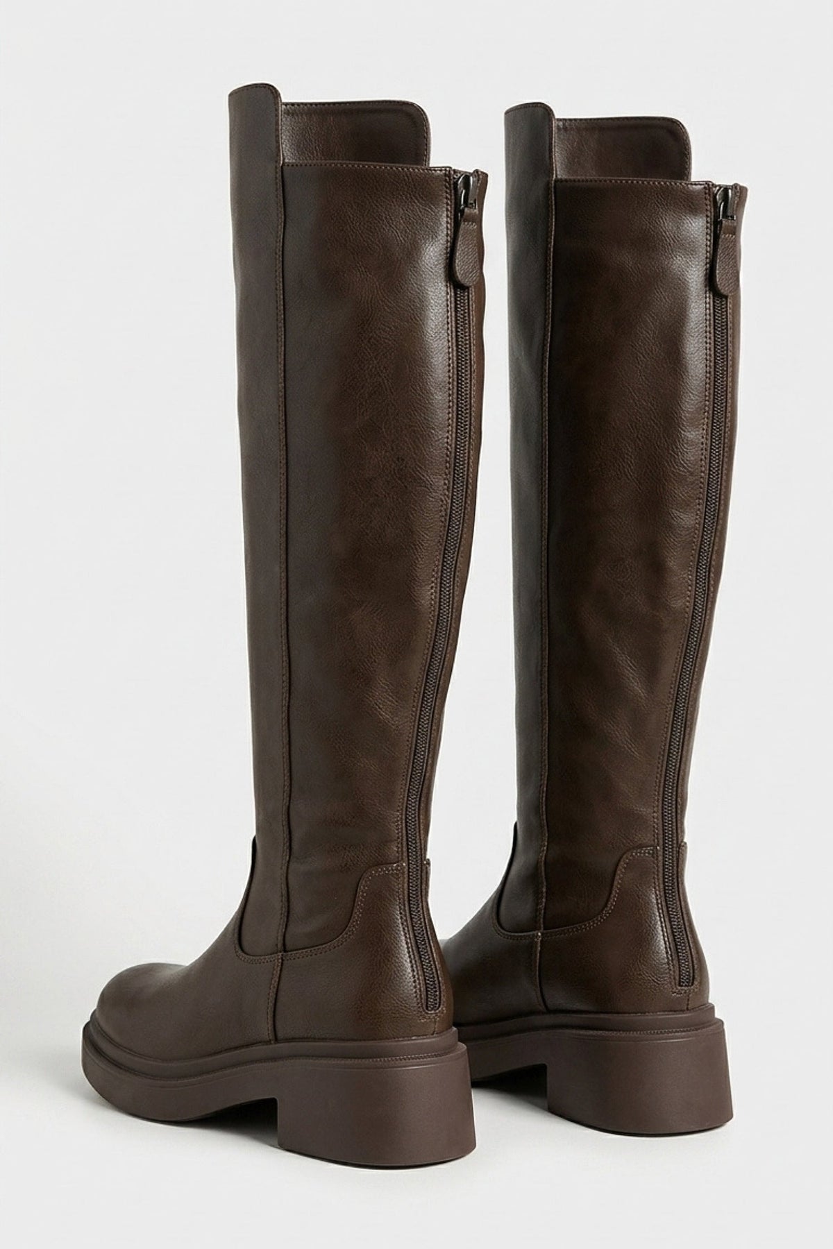 Women's Zip-Up Block Heel Knee High Boots