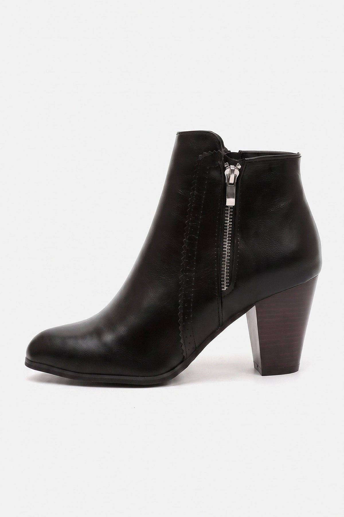 Women's Zip-Up Faux Leather Ankle Boots