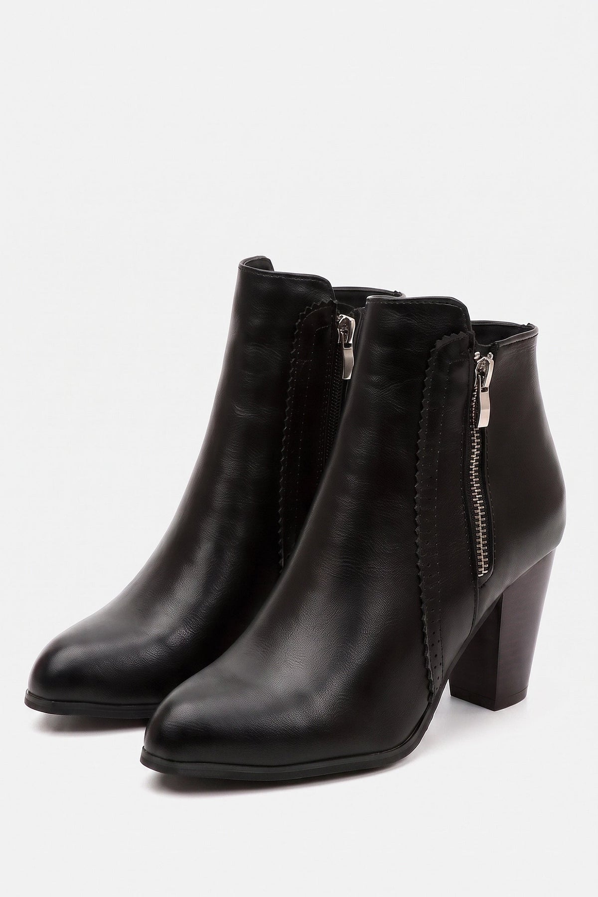 Women's Zip-Up Faux Leather Ankle Boots