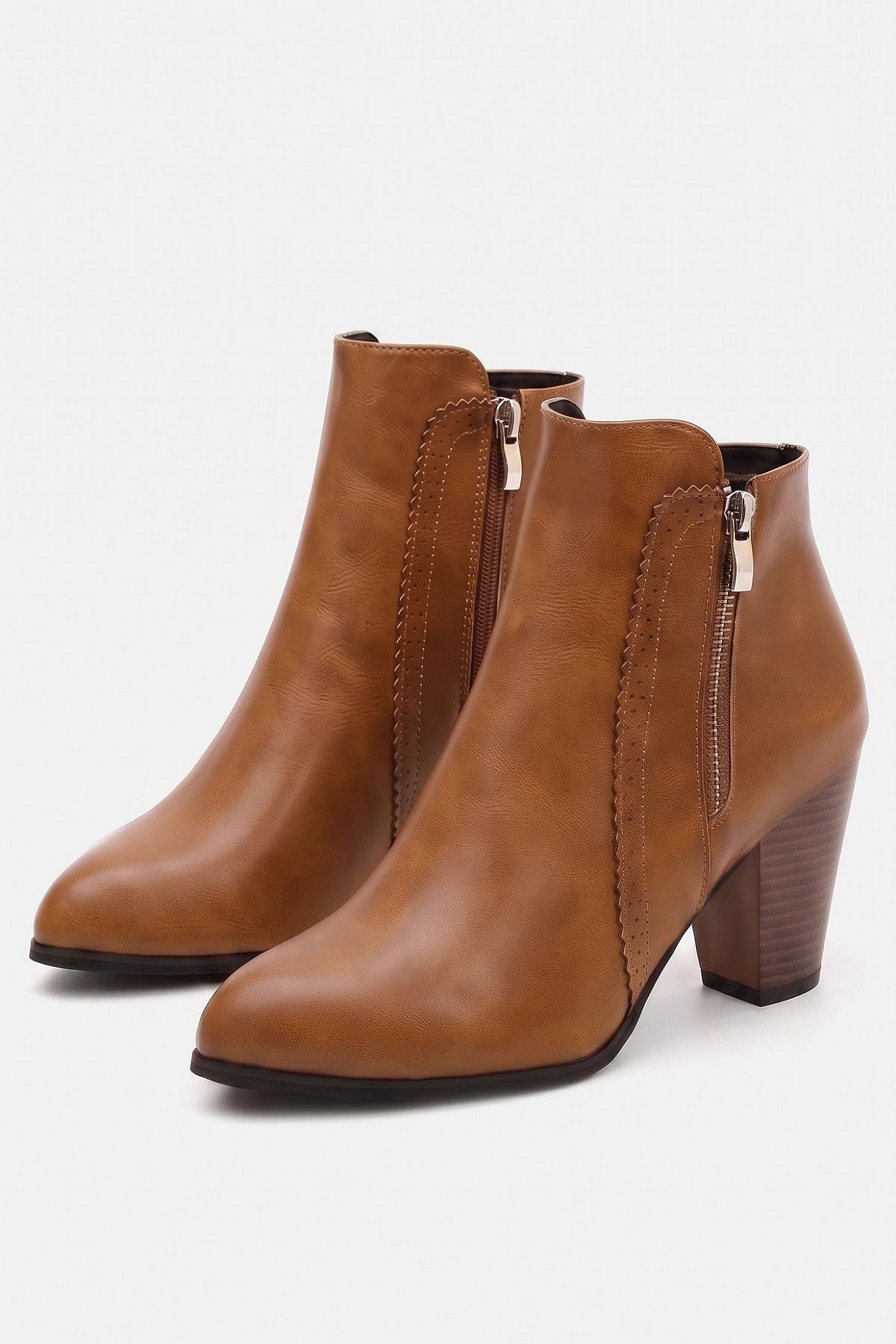 Women's Zip-Up Faux Leather Ankle Boots