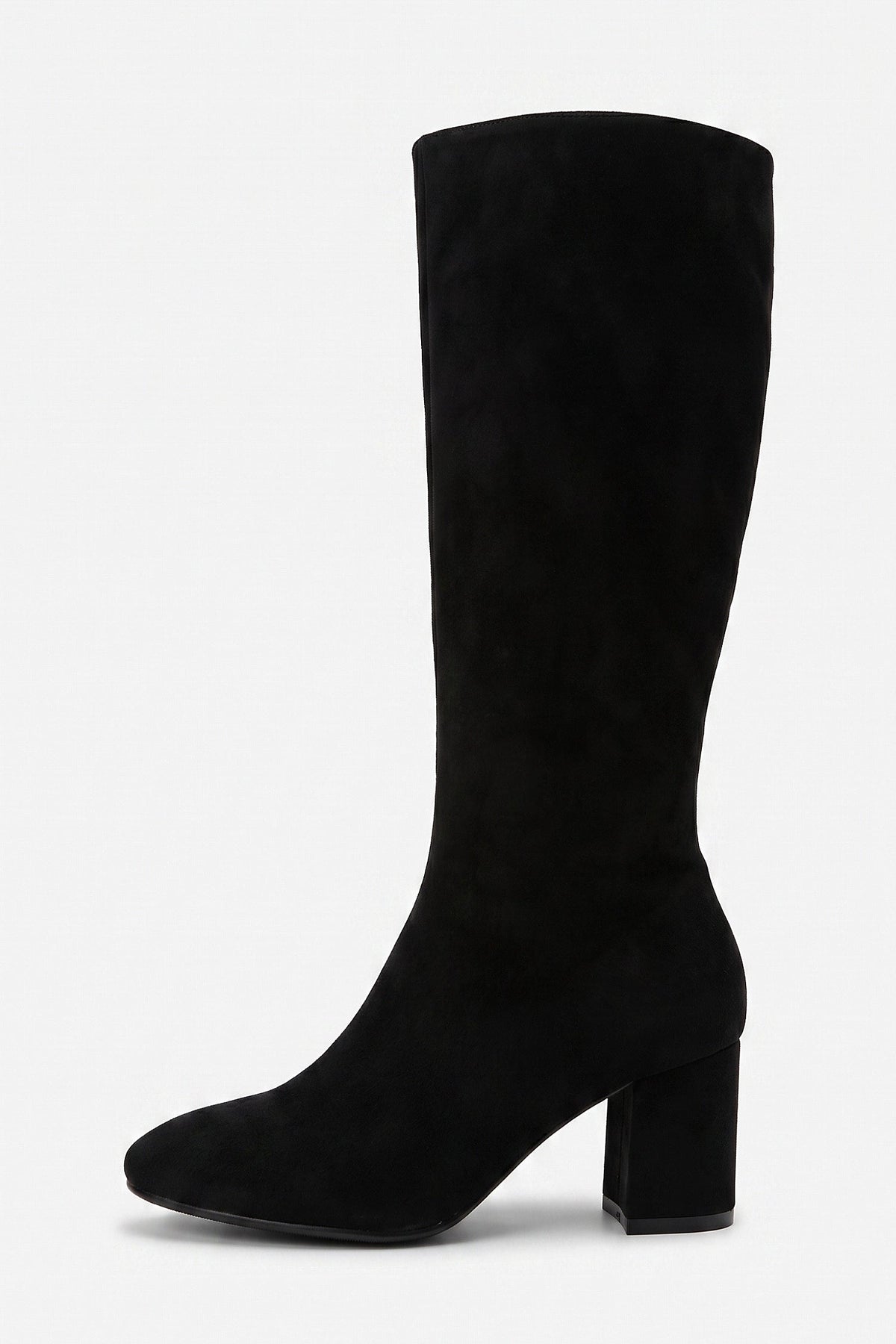 Women's Zip-Up Faux Suede Block Heel Knee High Boots