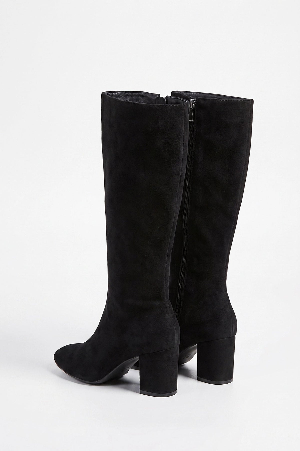 Women's Zip-Up Faux Suede Block Heel Knee High Boots