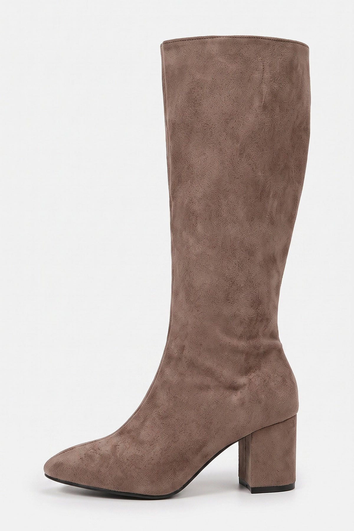 Women's Zip-Up Faux Suede Block Heel Knee High Boots