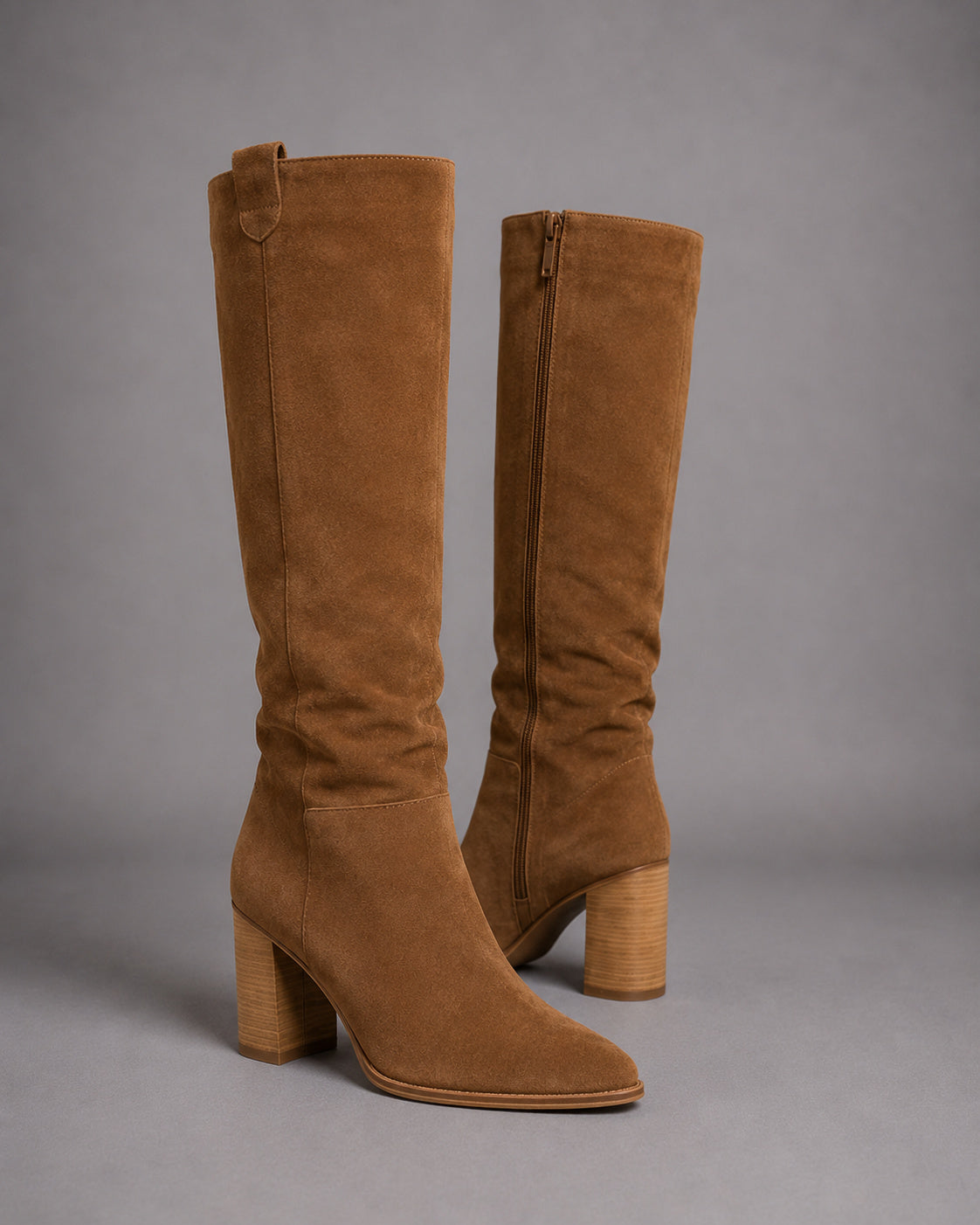 Women's Zip-Up Faux Suede Knee High Boots