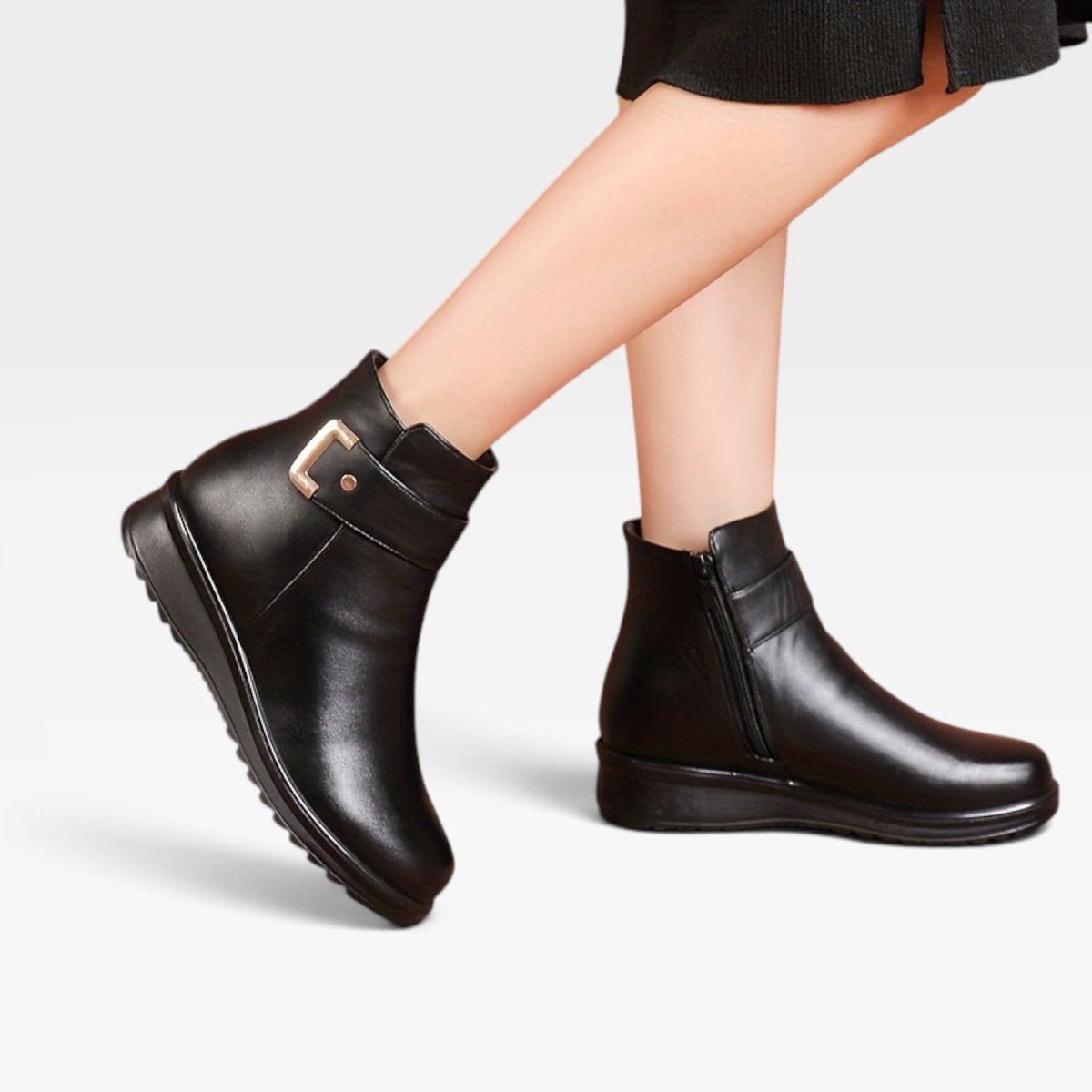 Women's Zip-Up Leather Ankle Boots