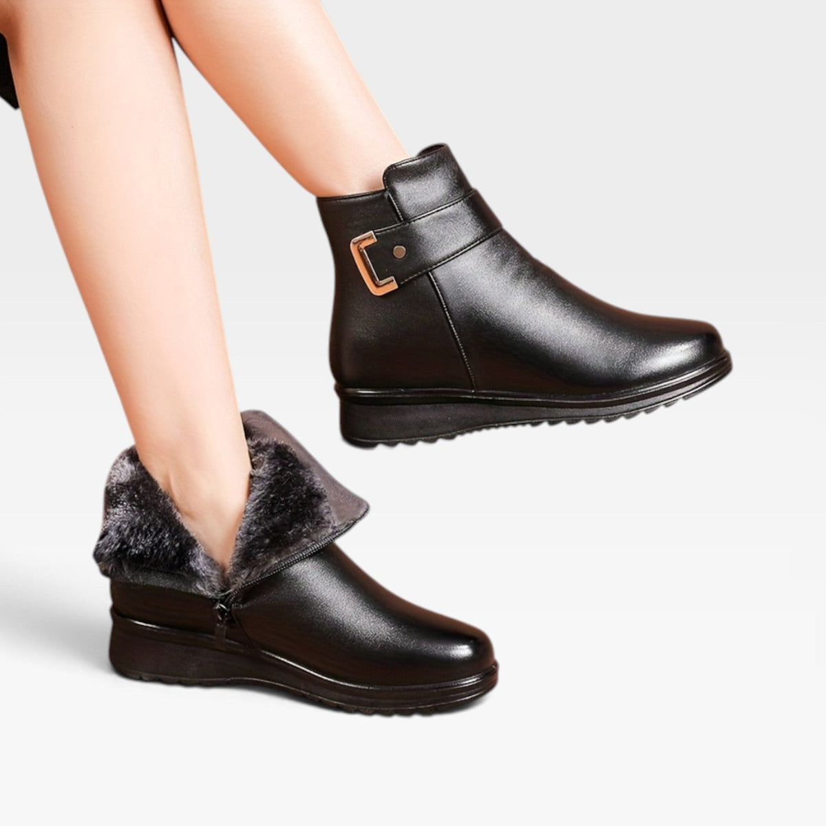 Women's Zip-Up Leather Ankle Boots