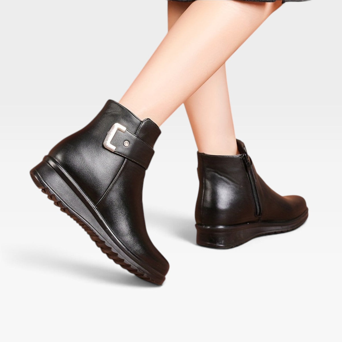 Women's Zip-Up Leather Ankle Boots