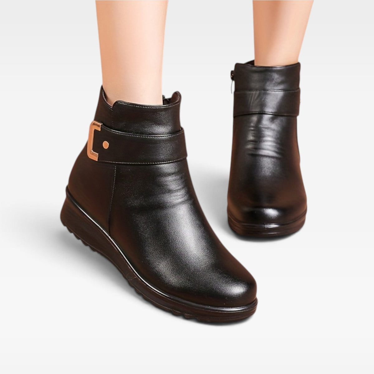 Women's Zip-Up Leather Ankle Boots