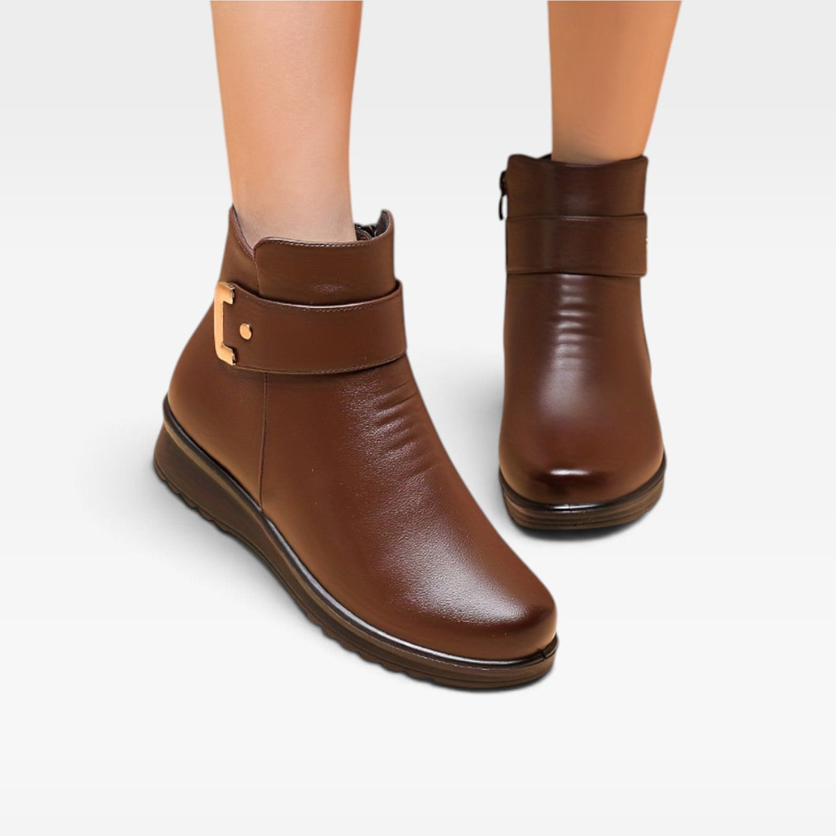 Women's Zip-Up Leather Ankle Boots