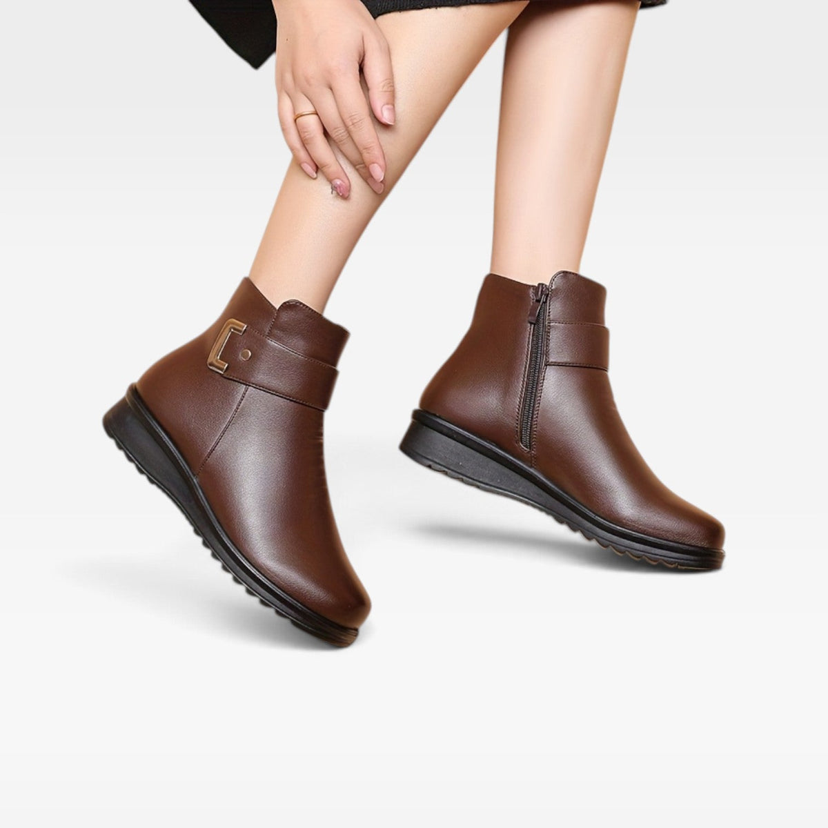 Women's Zip-Up Leather Ankle Boots