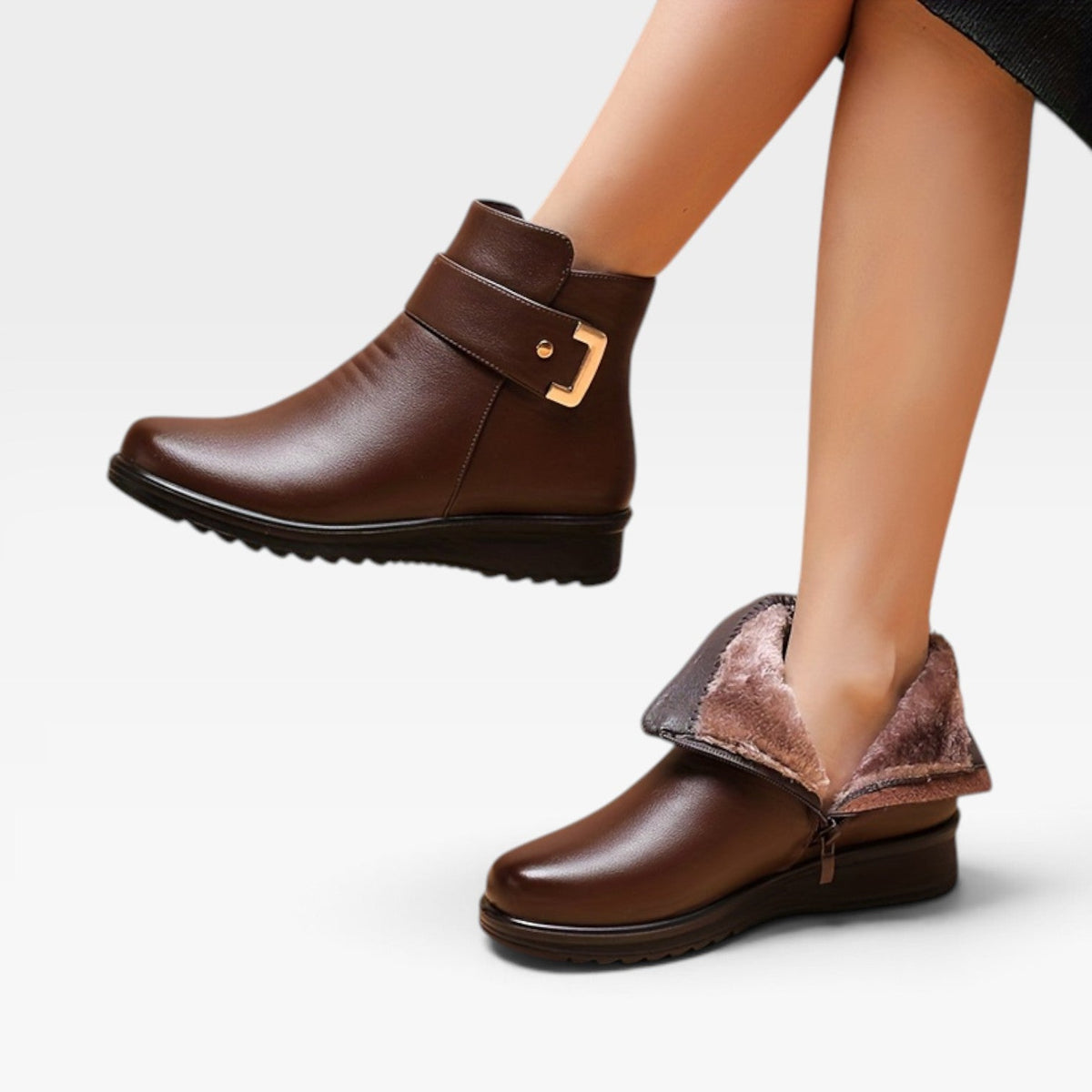 Women's Zip-Up Leather Ankle Boots