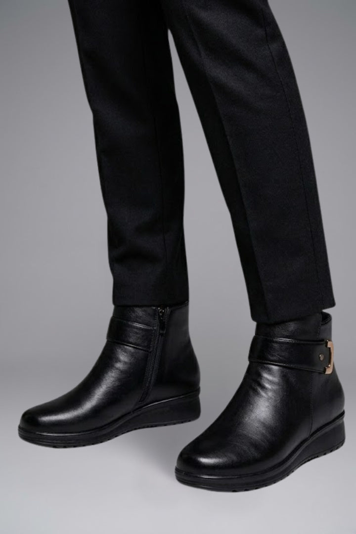 Women's Zip-Up Leather Wide Ankle Boots