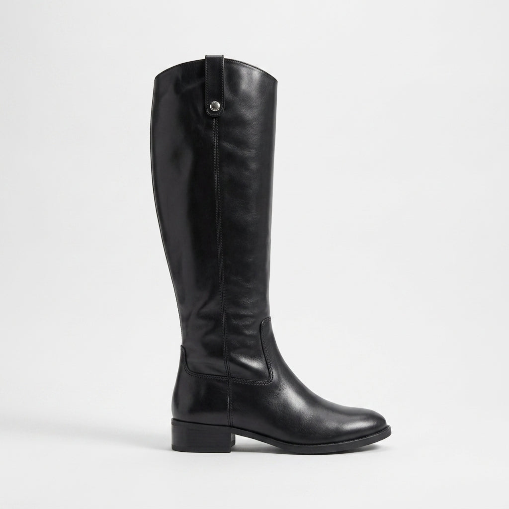 Women's Zip-Up Leather Wide Calf Knee High Boots