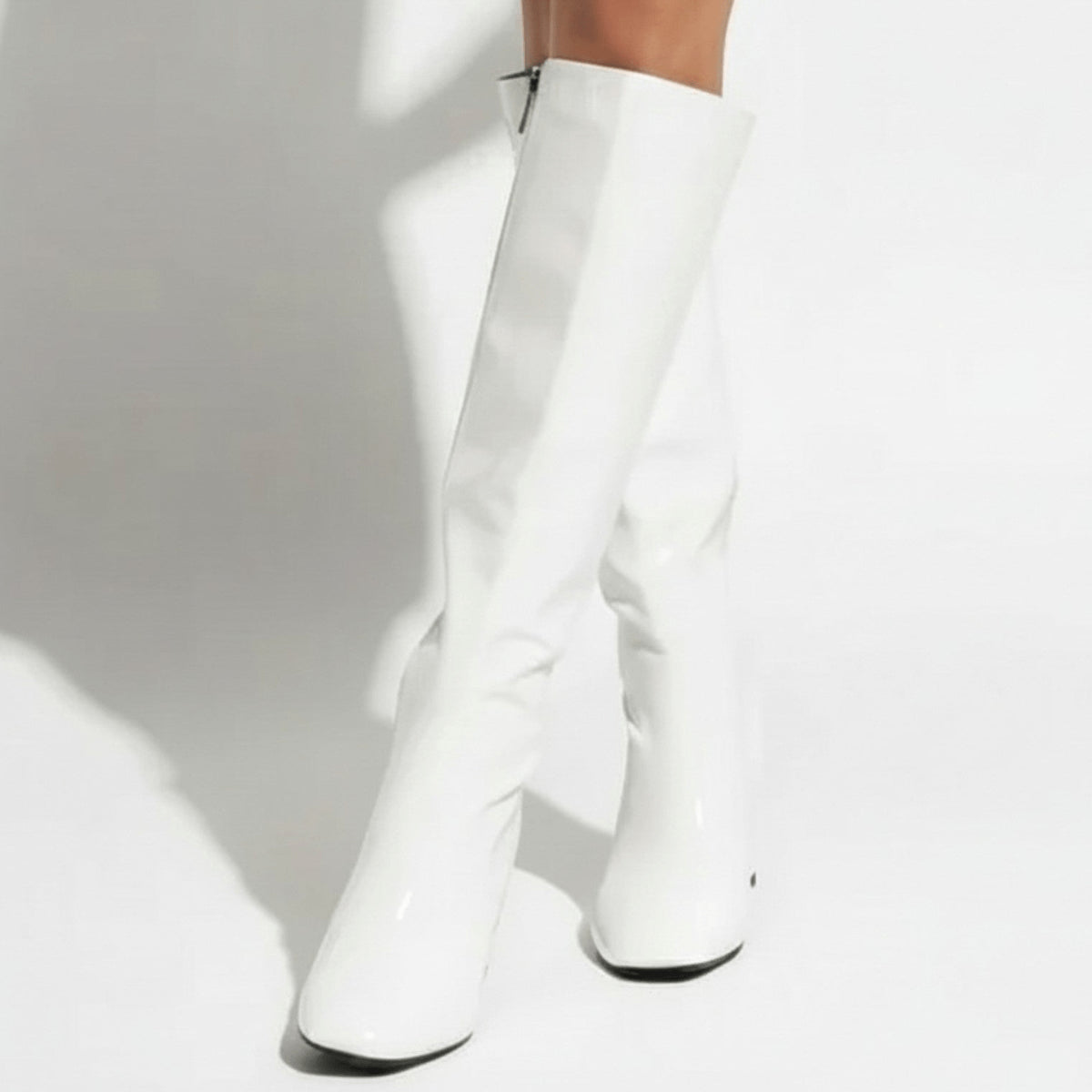 Women's Zip-Up Patent Leather Knee High Boots