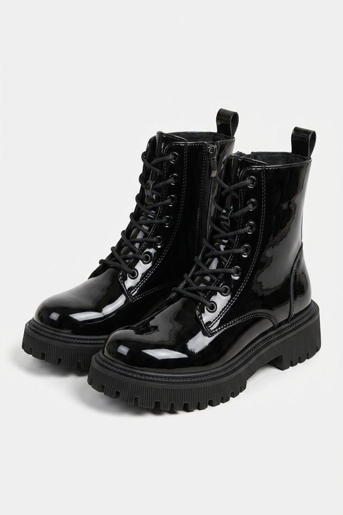 Women's Zip-Up Patent Look Ankle Boots