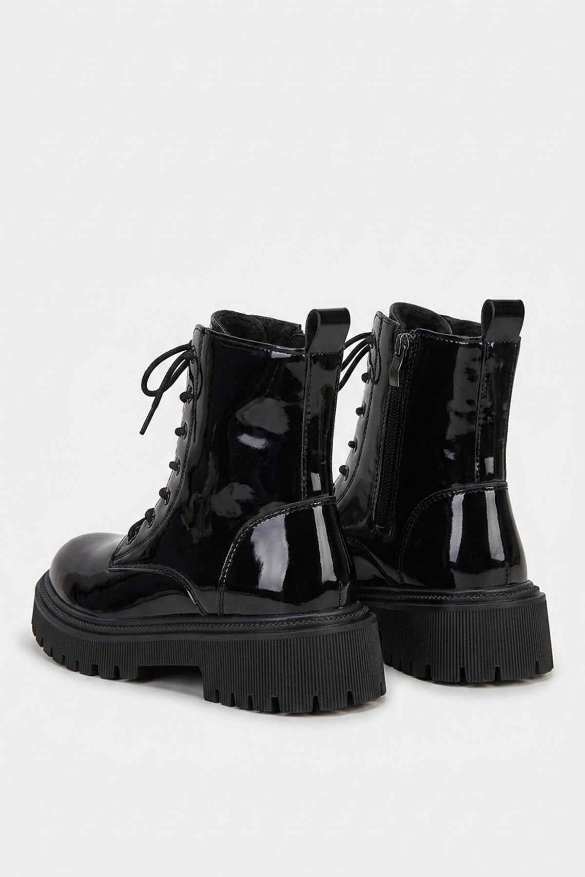 Women's Zip-Up Patent Look Ankle Boots