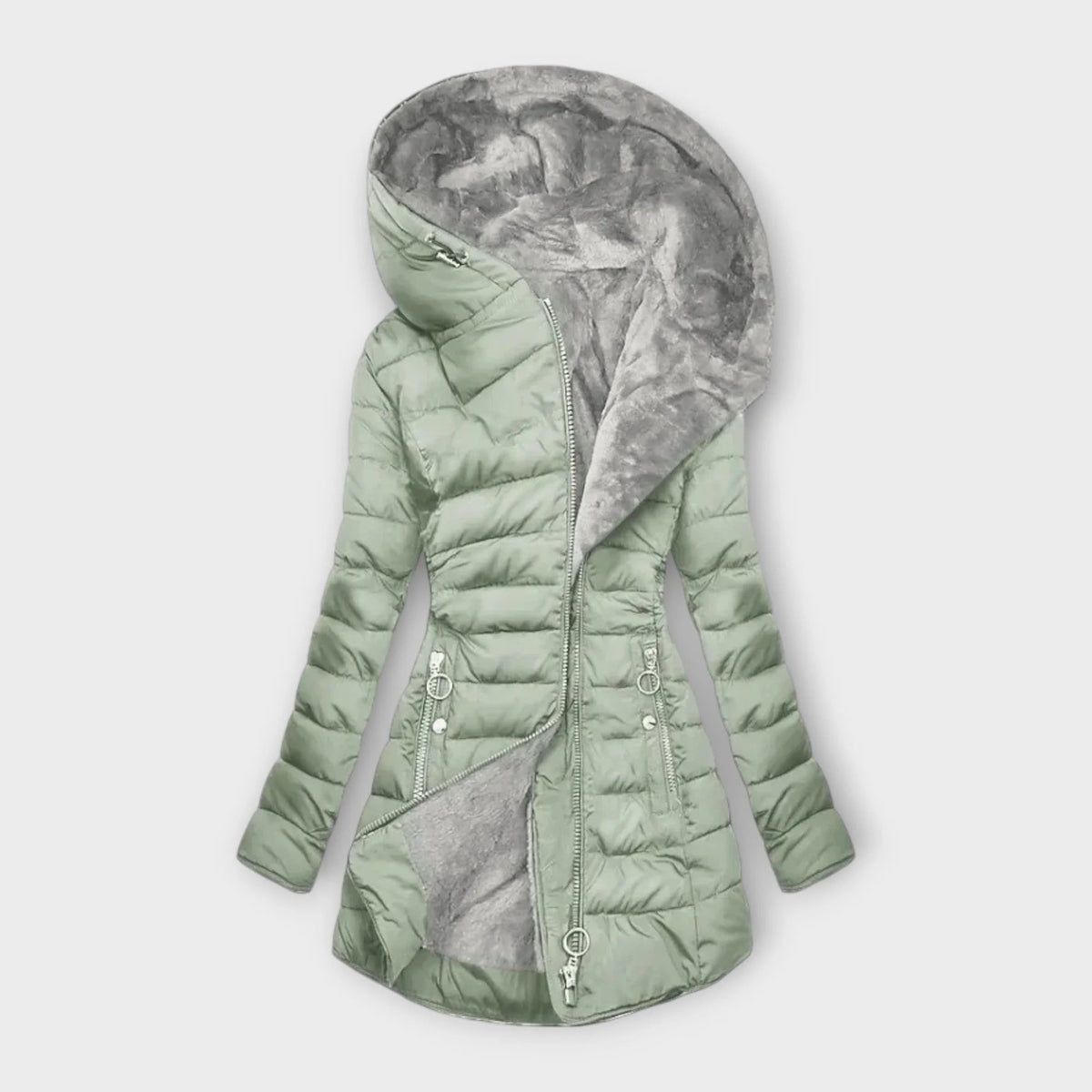 Women's Zip-Up Quilted Puffer Hood Coat