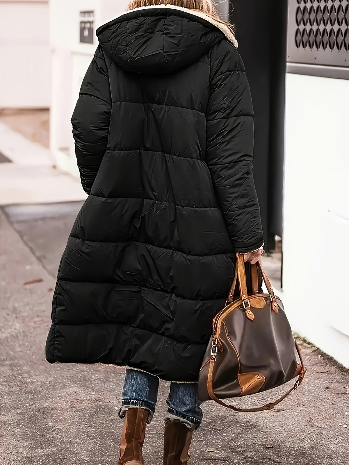 Women's Zip-Up Raglan Sleeve Long Puffer Coat
