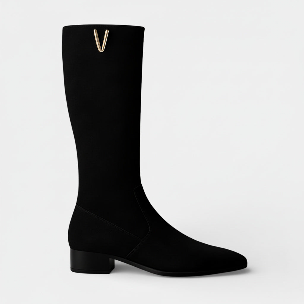 Women's Zip-Up Suede Knee High Boots