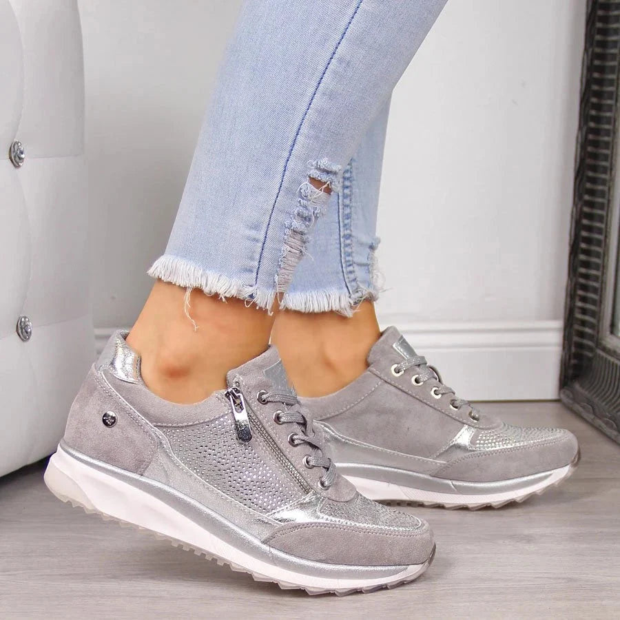 Women's Zip-Up Suede Trainers