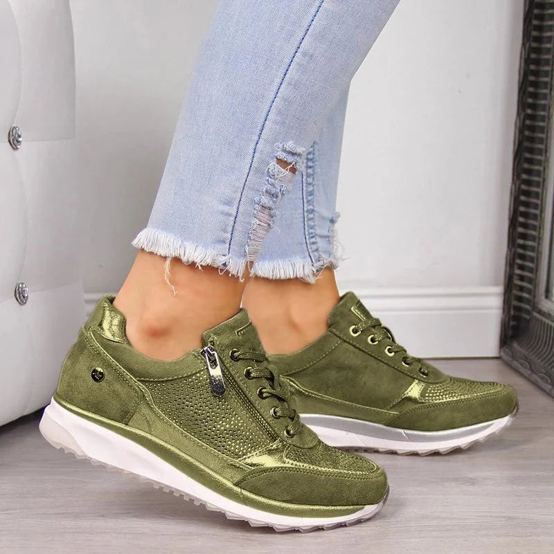 Women's Zip-Up Suede Trainers