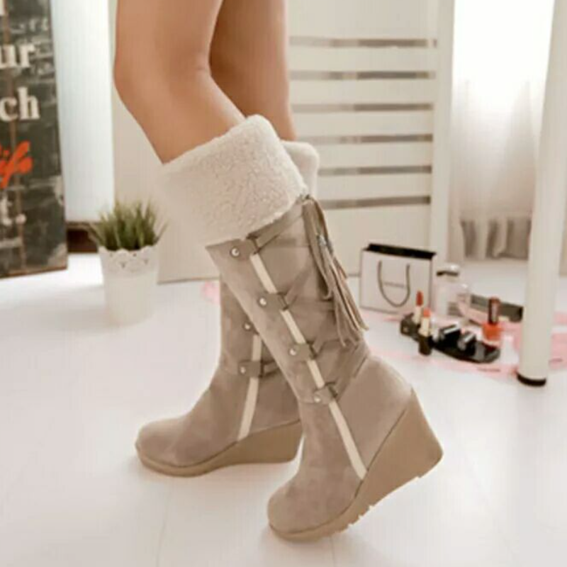 Women's Zip-Up Wedge Heel Winter Boots
